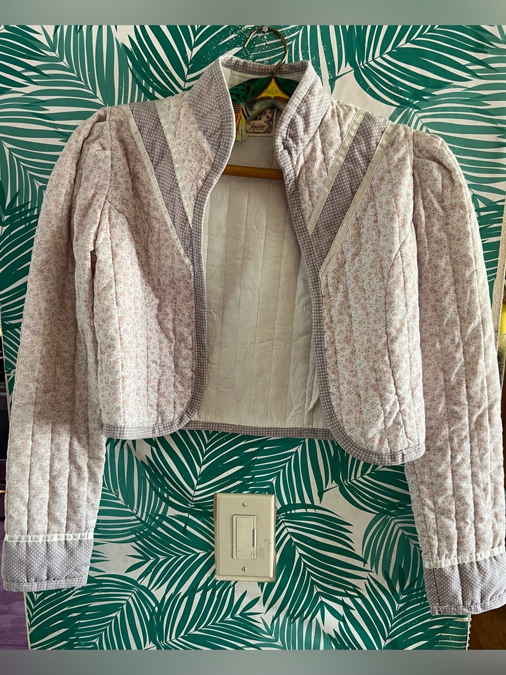 Vintage Gunne Sax by Jessica Quilted Floral Cropped Purple Floral Jacket Sz S